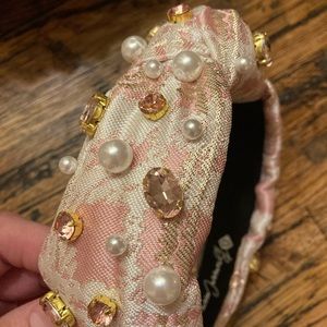 NWOT Brianna Cannon Pink Jacquard Pearl and Rhinestone Headband for Women